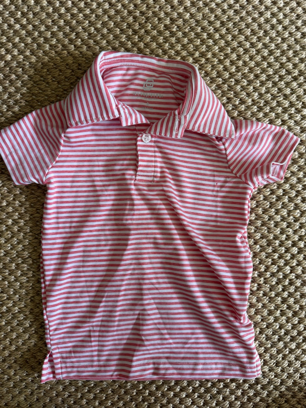 Class Club coral and White Striped Polo Shirt